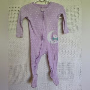 Purple Owl Sleeper Footed Thin Size 12 Months Stars Zippered